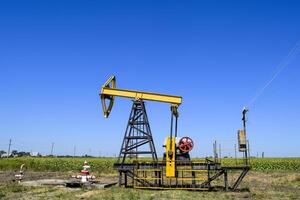 Pumping unit as the oil pump installed on a well photo