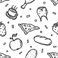 Seamless food pattern. Doodle food background vector