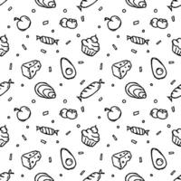 Seamless food pattern. Doodle food background vector