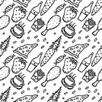 Seamless food pattern. Doodle food background vector