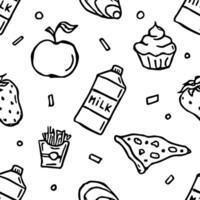 Seamless food pattern. Doodle food background vector