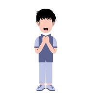 Muslim Boy With Eid Greeting Gesture vector