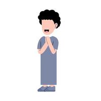 Muslim Boy With Eid Greeting Gesture vector