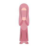 hijab niña con eid saludo gesto vector