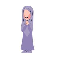 hijab niña con eid saludo gesto vector