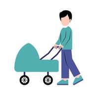 A Father With Baby Stroller vector