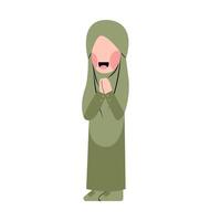 Hijab Girl With Eid Greeting Gesture vector