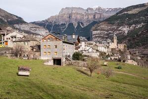 Mountain Town, Torla, Pyrenees, Ordesa y Monte Perdido National Park, Spain photo