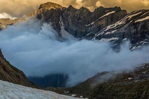 Beautiful landscape of Pyrenees mountains with famous Cirque de Gavarnie in background. photo