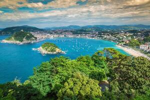 Panoramic aerial view of San Sebastian Donostia Spain photo