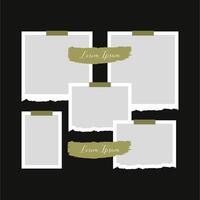 Pictures or photos frame collage abstract photo frames and digital photo wall template vector