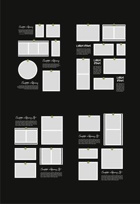 Set Pictures or photos frame collage. comics page grid layout abstract photo frames and digital photo wall template
