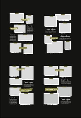 Set Pictures or photos frame collage. comics page grid layout abstract photo frames and digital photo wall template