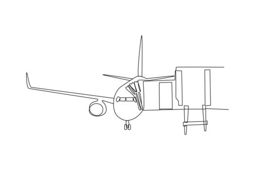 One continuous line drawing of passenger activities concept. Doodle vector illustration in simple linear style.