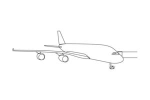 One continuous line drawing of passenger activities concept. Doodle vector illustration in simple linear style.