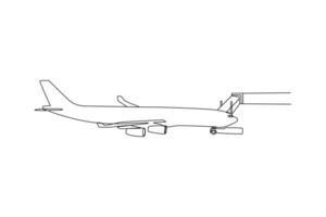 One continuous line drawing of passenger activities concept. Doodle vector illustration in simple linear style.