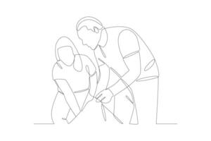 Continuous one line drawing Volunteer concept. Doodle vector illustration.