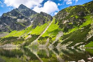 Beautiful landscape of Black Pond Gasienicowy in Tatra Mountains photo