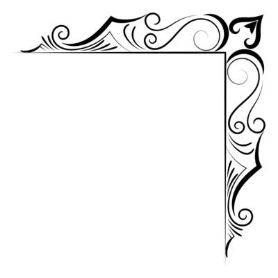 Thin line vintage corner. Medieval period of the Victorian dynasty. Fancy black monogram frame design element abstract icon collection Flower simple symbol