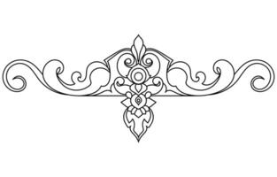 Thai pattern lines, components of a picture frame for decorative art work on a white background. vector