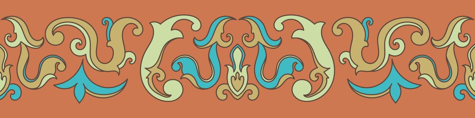 vintage scrolling flowers horizontal seamless border