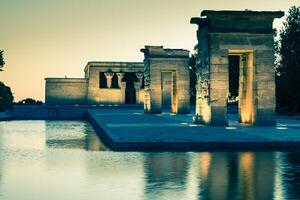 Temple of Debod at night, Madrid Spain photo