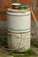 old washing machine in a garden, outdoors photo