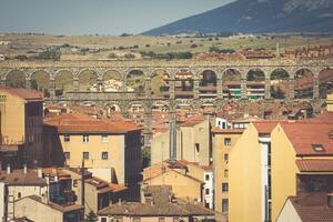 Roman aqueduct bridge of Segovia, Castilla Leon, Spain photo