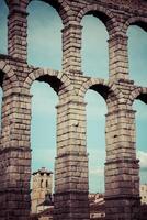 Roman aqueduct bridge of Segovia, Castilla Leon, Spain photo