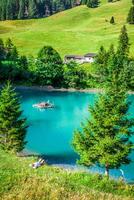 beautiful view mountain lake. Steg,Malbun in Lichtenstein, Europe photo