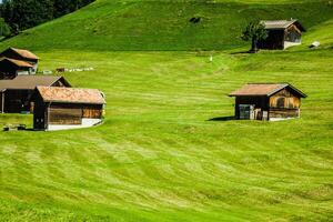 Wooden houses in Malbun in Lichtenstein, Europe photo