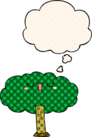 cartoon tree and thought bubble in comic book style png