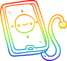 rainbow gradient line drawing cartoon mobile phone device png