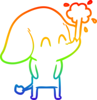 arcobaleno gradiente linea disegno simpatico cartone animato elefante che spruzza acqua png