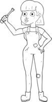 black and white cartoon female mechanic png