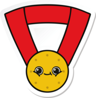 sticker of a cute cartoon gold medal png