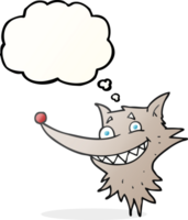 pensamento bolha desenho animado sorrindo Lobo face png