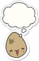 cartoon egg and thought bubble as a printed sticker png