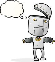 funny cartoon robot with open head with thought bubble png