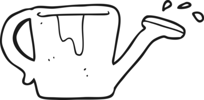 black and white cartoon watering can png