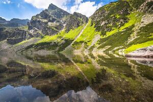 Beautiful landscape of Black Pond Gasienicowy in Tatra Mountains photo