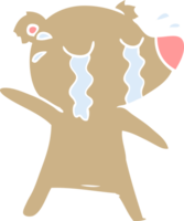 oso llorando de dibujos animados de estilo de color plano png