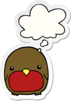 cute cartoon penguin and thought bubble as a printed sticker png