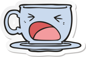 sticker of a cartoon shouting tea cup png