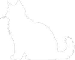 Kurilian Bobtail Cat  outline silhouette vector