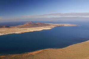 view to La Graciosa Island from Mirador del Rio. Lanzarote, Canary Islands, Spain. photo