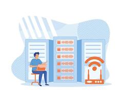 Server Security and Data Protection Concept.  flat vector modern illustration