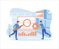 Business marketing. People discussing marketing and seo strategy.  flat vector modern illustration