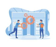 Big data job, sharing online, visualization abstract metaphor. flat vector modern illustration