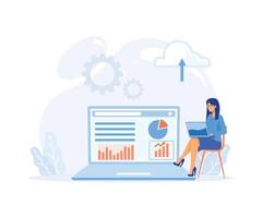 Business intelligence, data analysis, obtaining analytical information for making strategic business decisions.  flat vector modern illustration